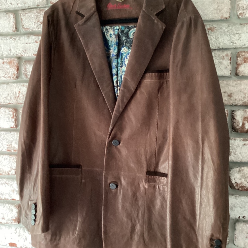 Robert Graham Brown leather Sport coat